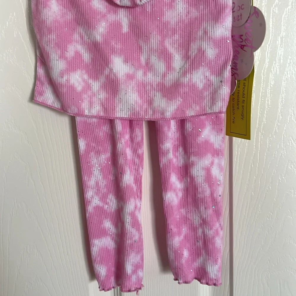 NEW! Pink and White Tie Dye Two Piece Top/Pants Set with Headband Size 24 months